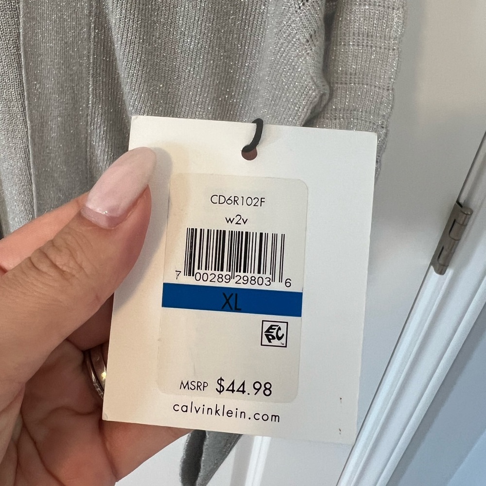 NWT Calvin Klein Metallic Open Front Shrug Cardigan - Picture 5 of 6